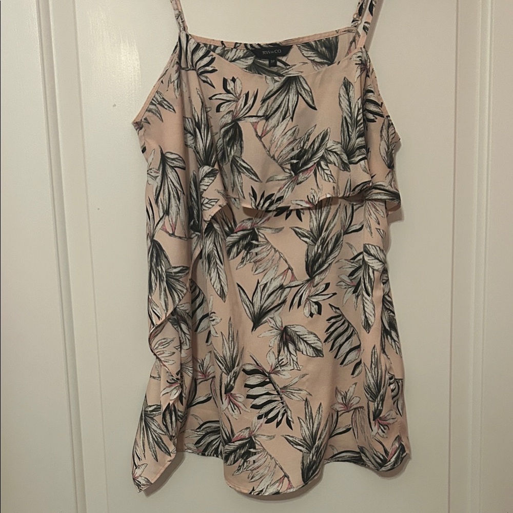 RW&co Pink Floral Spaghetti Strap Top